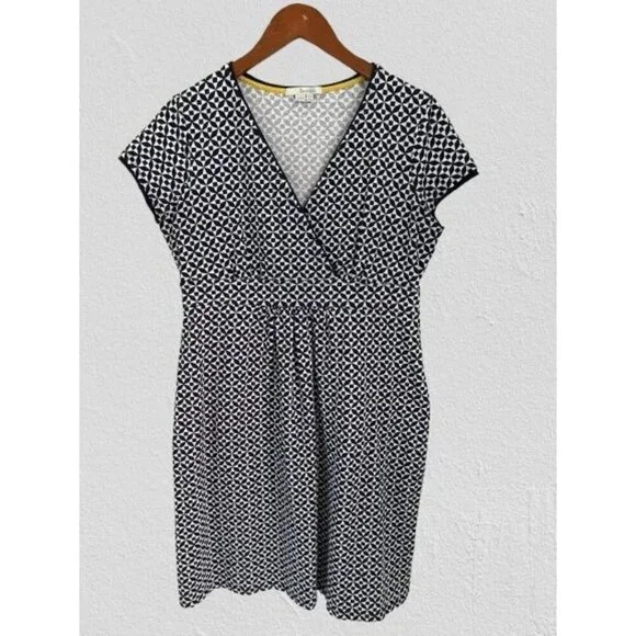 BODEN Dress Geometric Print All-Over Blue White Cotton Size 10P - Picture 7 of 9